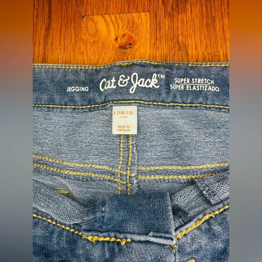 Cat & Jack Girls Jeggings – Size L (10/12) – Super Stretch Blue Denim